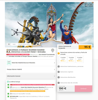 Entradas Parque Warner 2 Noches Hotel con desayuno buffet desde 95€ con Traventia PxPm2