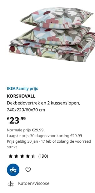 20% IKEA Family korting op dekbedovertrekken
