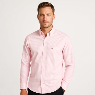 Roze gestreept hemd Tommy Hilfiger voor €34,95 bij GeheimeDeals