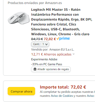 Logitech MX Master 3S Ratón Inalámbrico por 71,60€