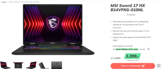 MSI Sword 17 HX B14VFKG-010NL voor €1.399.