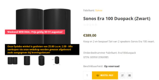 Sonos Era 100 Zwart Duopack voor €389 bij Tvspecialisten