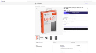 Disco duro externo 2,5" SEAGATE 1TB por 33€