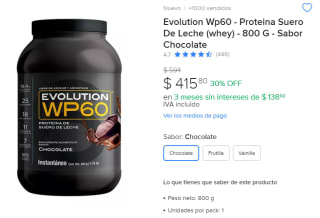Proteína Evolution WP60 800g por $416 en Mercado Libre