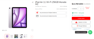 iPad Air 11 M2 Wi-Fi 256GB por $13,769 en Sanborns
