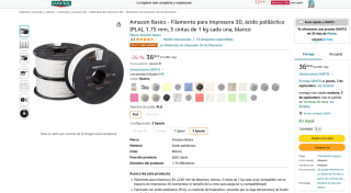 Filamento Amazon Basics para impresora 3D.PLA 3x1 kg, blanco 12€/Kg por 36,60€