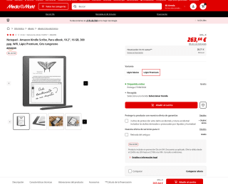 KINDLE SCRIBE 16GB CON LAPIZ PREMIUM por solo 263,64€