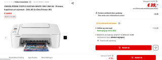Canon PIXMA TS3751i all-in-one A4 inkjetprinter met wifi (3 in 1) voor €39 bij de Mediamarkt
