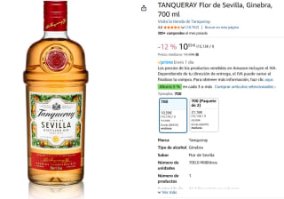 TANQUERAY Flor de Sevilla, Ginebra, 700 ml por 10,59€