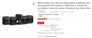Caméra de surveillance Blink Outdoor et détection des mouvements à 107,07€