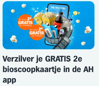 Gratis 2e bioscoopkaartje bij Pathé via de AH app