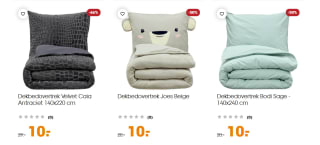 Diverse dekbedovertrekken voor €10 bij Kwantum