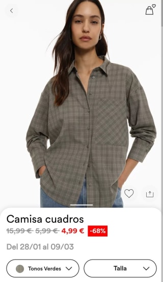 Camisa cuadros mujer por 4,99€.