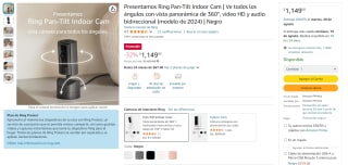 Ring Pan-Tilt Indoor Cam por $1,149 en Amazon