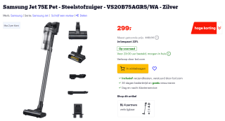 Samsung jet 75e Pet steelstofzuiger voor €299 bij Bol.com