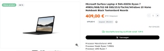 Microsoft Surface Laptop 4 5W6-00036 Ryzen 7 voor €409 bij Outlet-pc