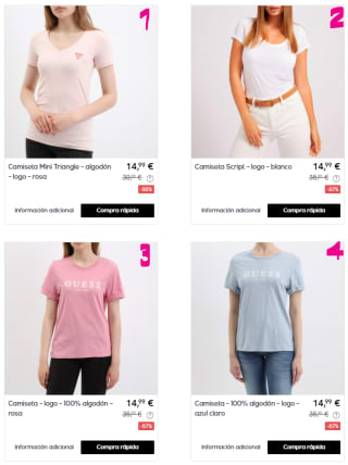 GUESS - Camisetas para ellas por 14,99€ (y una por sólo 12,99€)