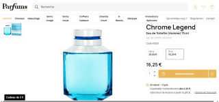 Eau de Toilette Azzaro Chrome Legend 75ml à 16,25€