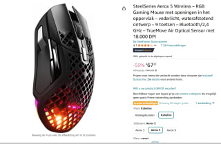 SteelSeries Aerox 5 - Draadloze Gaming Muis - Zwart voor €68,35 bij Amazon