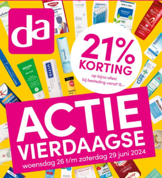 21% korting op bijna alles bij DA in de winkels