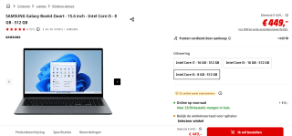 SAMSUNG Galaxy Book4 Zwart - 15.6 inch - Intel Core i5 - 8 GB - 512 GB voor €449 bij de Mediamarkt