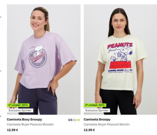 Recopilación Segunda unidad al 50% con productos de Snoopy