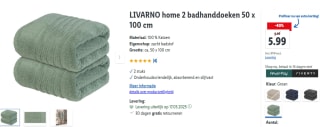 LIVARNO home 2 badstof badhanddoeken 50 x 100 cm voor €5,99 in de Lidl webshop