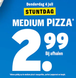 Domino medium pizza's voor €2.99
