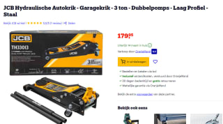 JCB Hydraulische Autokrik - Garagekrik - 3 ton - Dubbelpomps - Laag Profiel - Staal voor €179,95