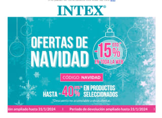 Descuento de -15% en toda la web y descuento de hasta -40%seleccionados desde Intex