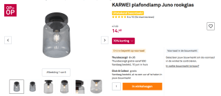 Plafondlamp Juno rookglas voor €14,40 bij Karwei