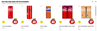 Alle varianten blikjes Coca-Cola, Fanta, Sprite, Fuze Tea of Fernandes blikjes voor €0,49 bij Dirk