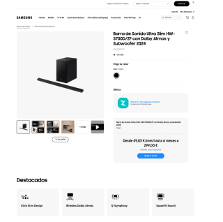 Samsung Barra de Sonido Ultra Slim HW-S700D/ZF con Dolby Atmos y Subwoofer 2024 por solo 183,20€