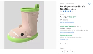 Bota Impermeable Tiburón Niño por $75 | Descuento Mercado Libre