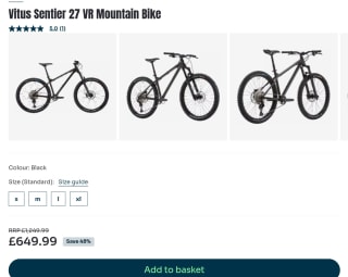 Vitus Sentier 27 VR MTB Bike Bomber from £649.99 at Wiggle
