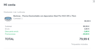 Bestway Piscina Desmontable con depuradora Steel Pro MAX 305x76cm por 79,99€