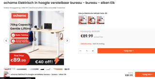 Elektrisch zit/sta-bureau 120 x 60 cm voor €79,99 bij Ochama