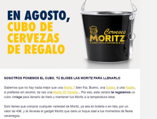 Cubo de cervezas de regalo en Moritz por compra de cervezas