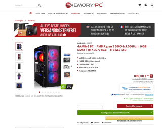 PC AMD Ryzen 5 5600 6x3.50GHz 16GB DDR4 RTX 3070 8GB 1TB M.2 SSD por 899€