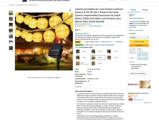 Guirnaldas de Luces Solares Linternas Exterior 8.7M 30 LED por solo 10,99€