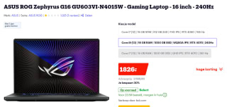 ASUS ROG Zephyrus G16 GU603VI-N4015W Gaming Laptop voor €1826 bij Bol.com