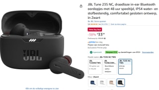 JBL Tune 235 NC, draadloze in-ear Bluetooth oordopjes voor €33,94 met Amazon prime