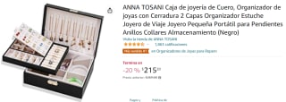 Caja de joyería de Cuero a $215 en Amazon