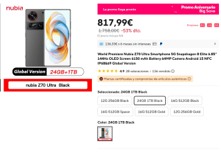 Nubia Z70 Ultra 5G Snapdragon 8 Elite Global Version 24GB 1TB por 817,99€