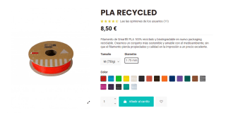 Filamento de Smartfil PLA 100% reciclado 750Gr por 8,50€ muchos colores