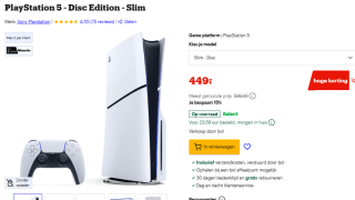 PlayStation 5 - Disc Edition - Slim voor €449 bij Bol