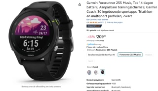 Garmin Forerunner 255 Music Hardloophorloge voor €209 bij Amazon