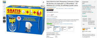Raid Eléctrico Anti Mosquitos Comunes y Tigre 90 Noches con Aplicador y 2 Recambios por 5,69€