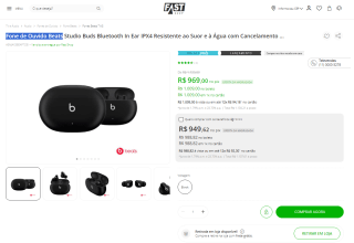 Fone de Ouvido da Beats, modelo TWS Studio Buds In-Ear - R$ 969
