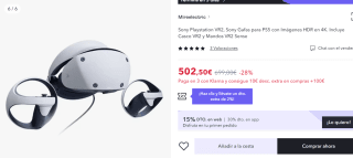 Gafas para PS5 Sony Playstation VR2 por 452€